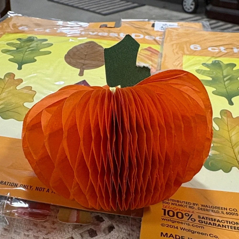 Harvest Decor Set with Orange Pumpkin